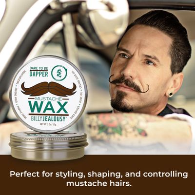 Billy Jealousy Bulletproof Strong Hold Mustache Wax, Conditioning Travel-Friendly Styling Product with Woodsy Lavender, Tropical Fruit, and Oak Moss Scent, 2 Oz