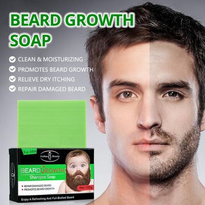 AICHUN BEAUTY Beard Growth Shampoo Soap Deep Cleanse Repair Damaged Beard Refreshing Facial Hair 100g 3.5oz