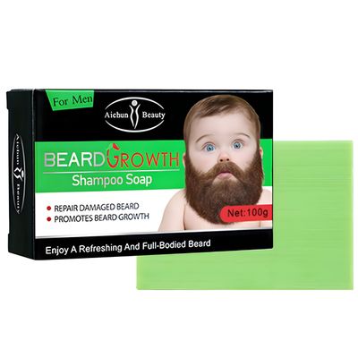 AICHUN BEAUTY Beard Growth Shampoo Soap Deep Cleanse Repair Damaged Beard Refreshing Facial Hair 100g 3.5oz