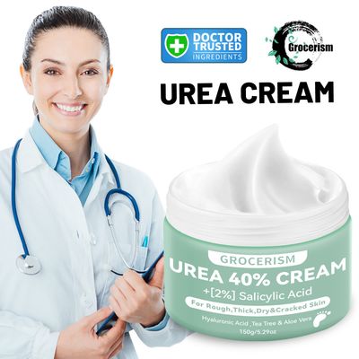 Grocerism 2 Packs Urea Cream 40 Plus 2 Salicylic Acid 5.30 oz Foot Cream Maximum Strength with Hyaluronic Acid, Tea Tree, and Aloe Vera for Deep Moisturizes, Callus Remover and Soften
