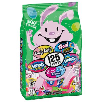 SweeTARTS, Trolli, Laffy Taffy Nerds Easter Egg Filler Variety Bulk Bag, Springtime Easter Candy, 41.93 oz (125 Individually Wrapped Pieces)