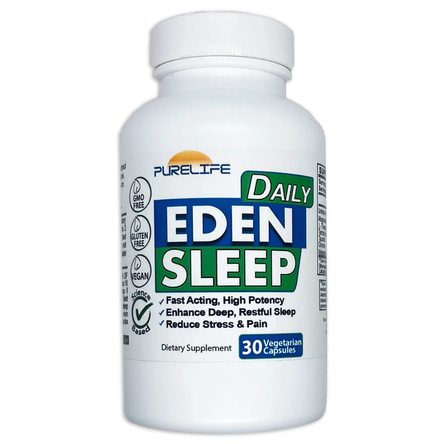 PureLife Supplements - Eden Daily Sleep New GABA Free Formula - Fall Asleep Faster, Relax Your Muscles, Promote Deep and Restful Sleep (30 Vegan Capsules)