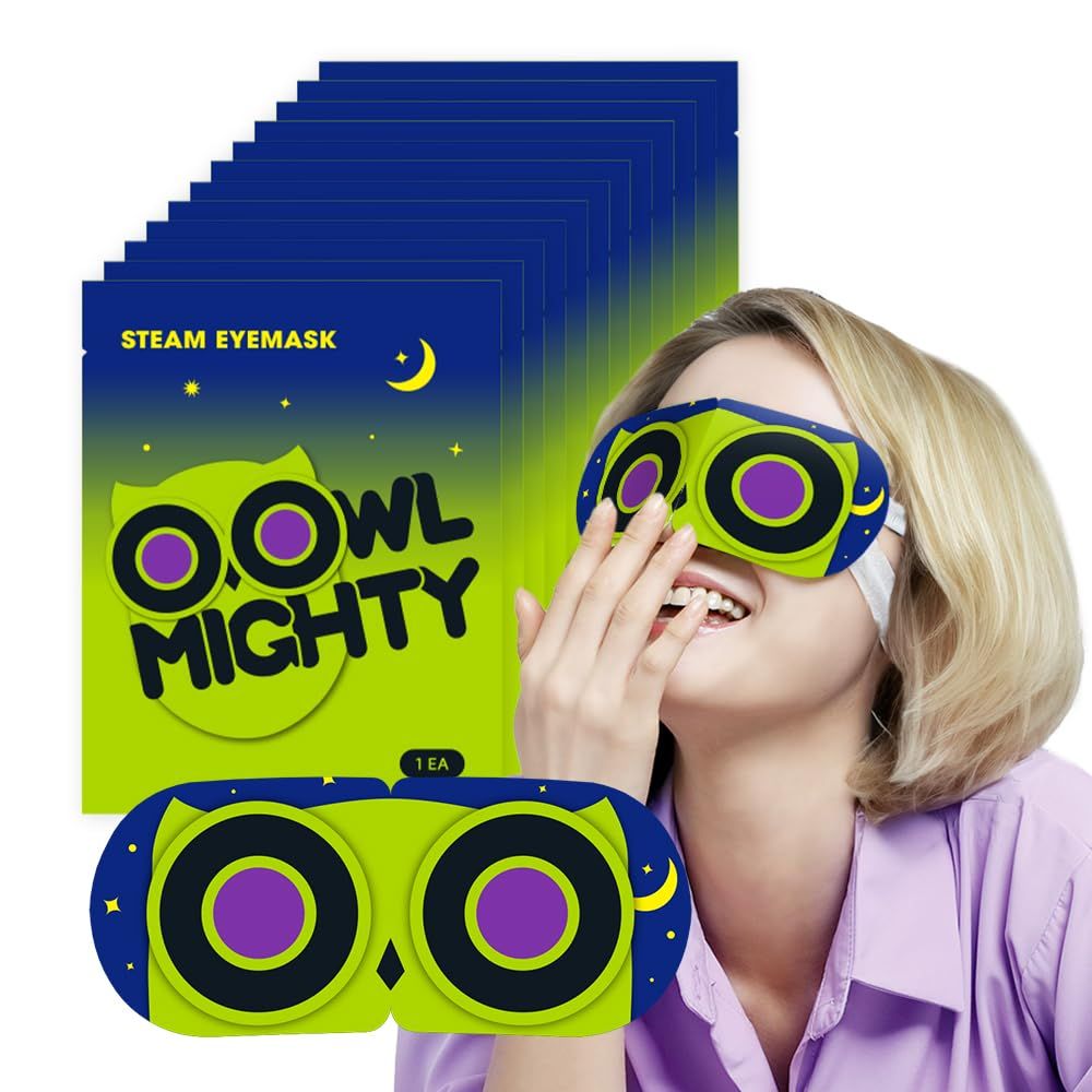 PURPLE GORILLA OOwl Mighty Steam Eye Mask for Dry Eyes, Self Heating Eye Compression for Stress Relief, Disposable Sleep Eye Mask for Relaxation, Travel Home Office Gifts, 24 Packs, Unscented
