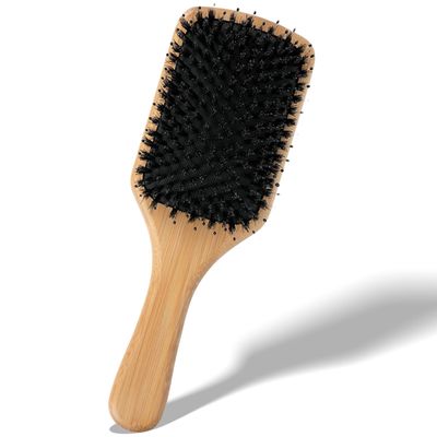 Wooden Paddle Hair Brush with Bristle Detangling Pins - Hairbrush for Men, Women, and Kids to Reduce Frizz, Restore Shine Promote Healthy Hair
