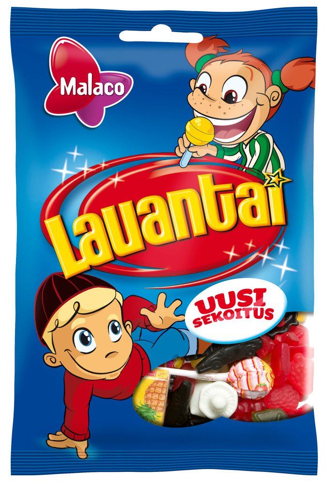 Malaco Lauantai (Saturday) New Mix of Licorice Fruity Wine Gums Candy Bag (Sweden)