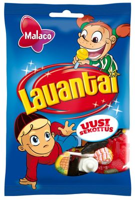 Malaco Lauantai (Saturday) New Mix of Licorice Fruity Wine Gums Candy Bag (Sweden)