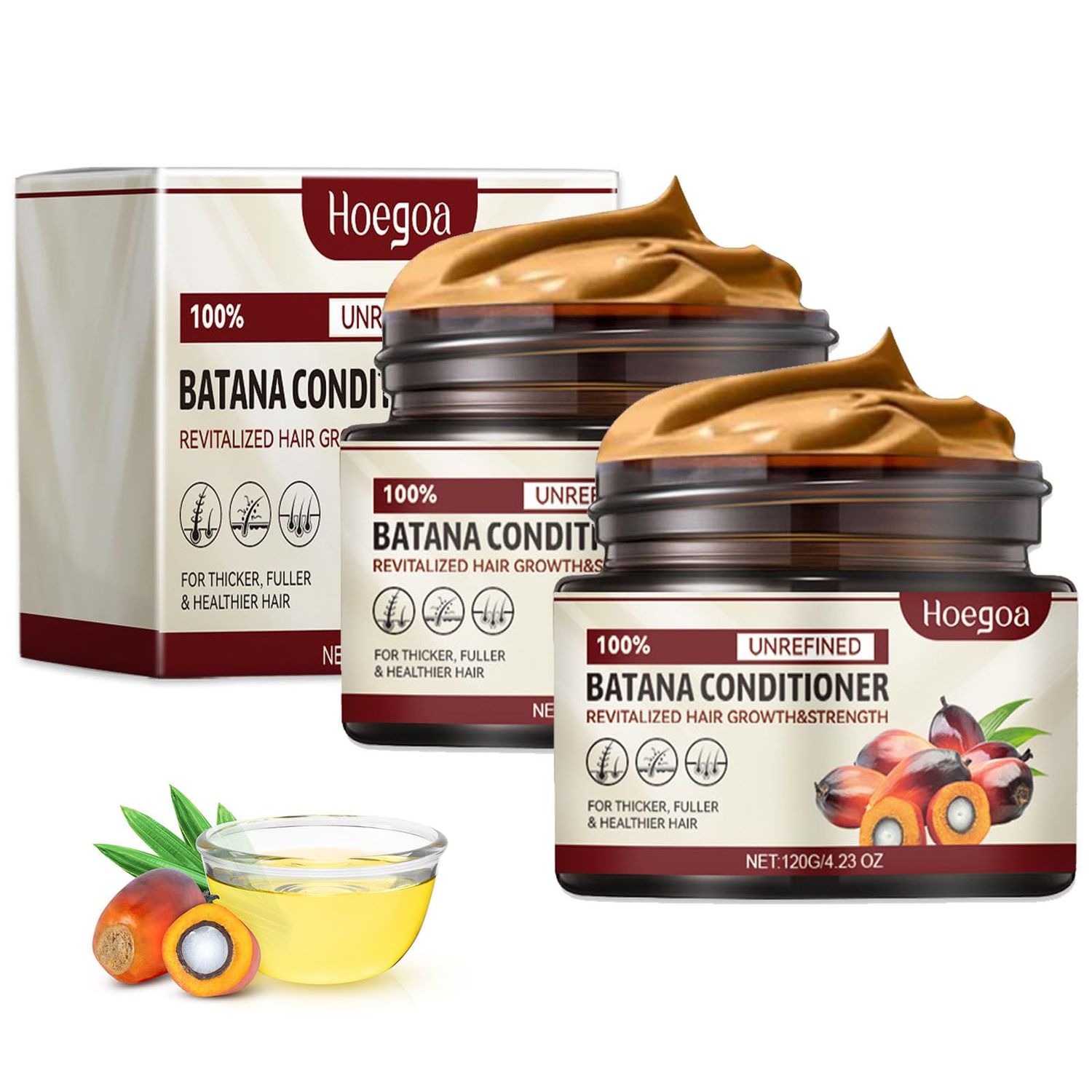 Batana Hair Oil 2PCS - 100 Organic Raw Oil, Prevents Dry Hair Hair Loss for All Hair Types