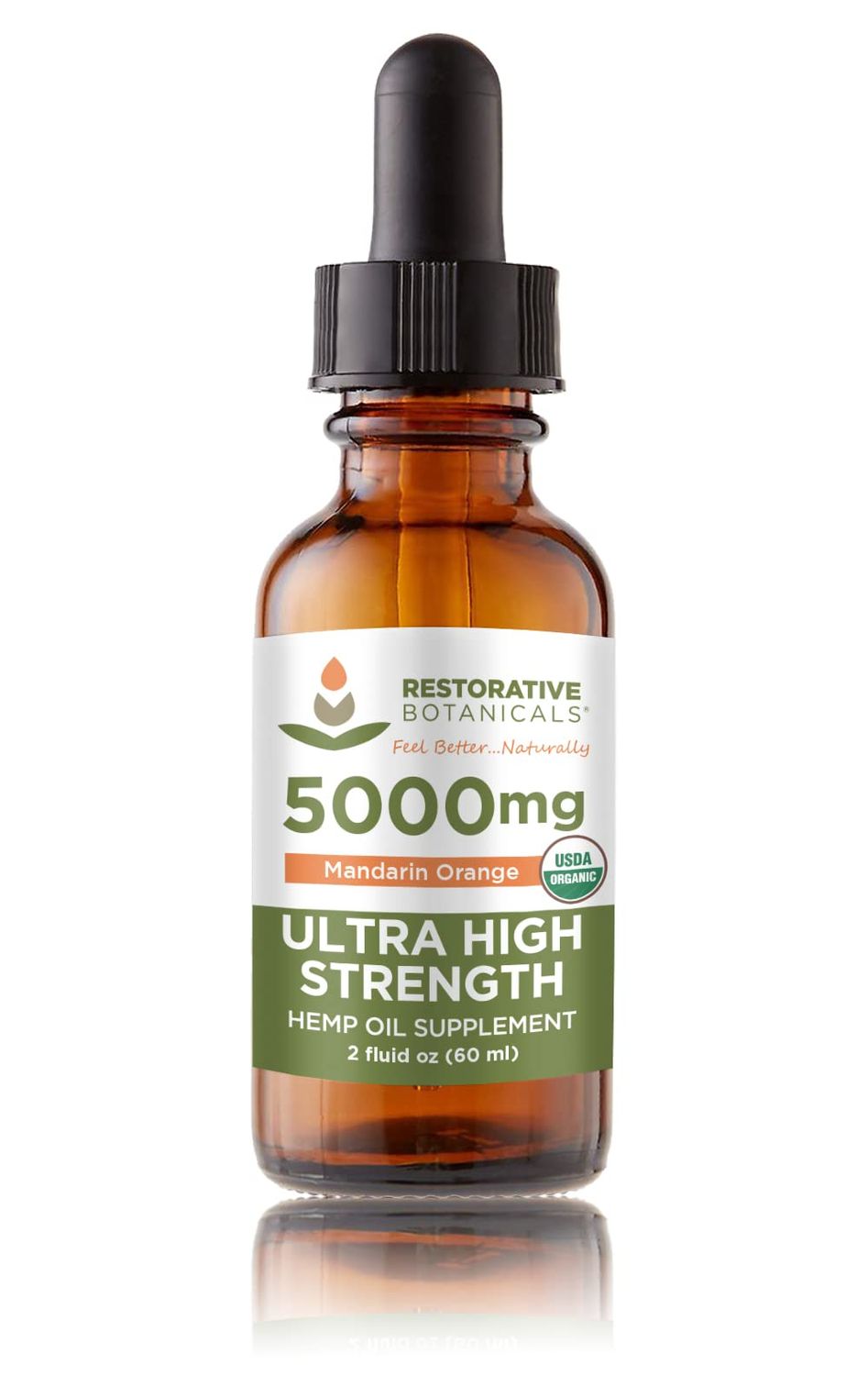 Restorative Botanicals Hemp Seed Oil Extract - 5000mg Mandarin Orange Flavor (2 oz - 120 Servings)
