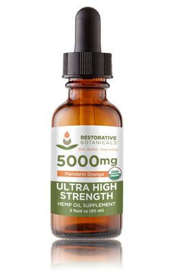 Restorative Botanicals Hemp Seed Oil Extract - 5000mg Mandarin Orange Flavor (2 oz - 120 Servings)