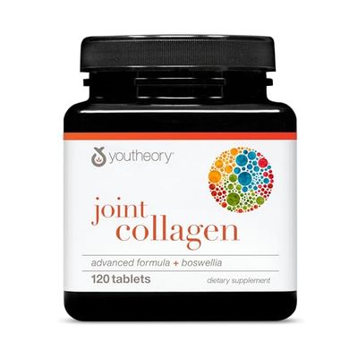Youtheory Joint Collagen Advanced - Supplement for Bone Joint Health - Vitamins for Women Men - with Boswellia Extract, Turmeric Quercetin - 120 Tablets