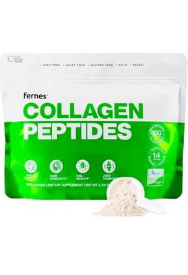 Hydrolyzed Collagen Peptides Supplement for Women Men - Joint, Hair, Skin Nails Support - Grass Fed Type I III - Keto, Paleo - 14 Servings, 4.9 oz, Unflavored Powder
