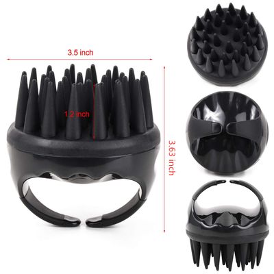 BTYMS Silicone Scalp Scrubber Shampoo Brush with Extra Long Bristles, Hair Scalp Massager Scalp Brush for Hair Growth Dandruff Removal - Black