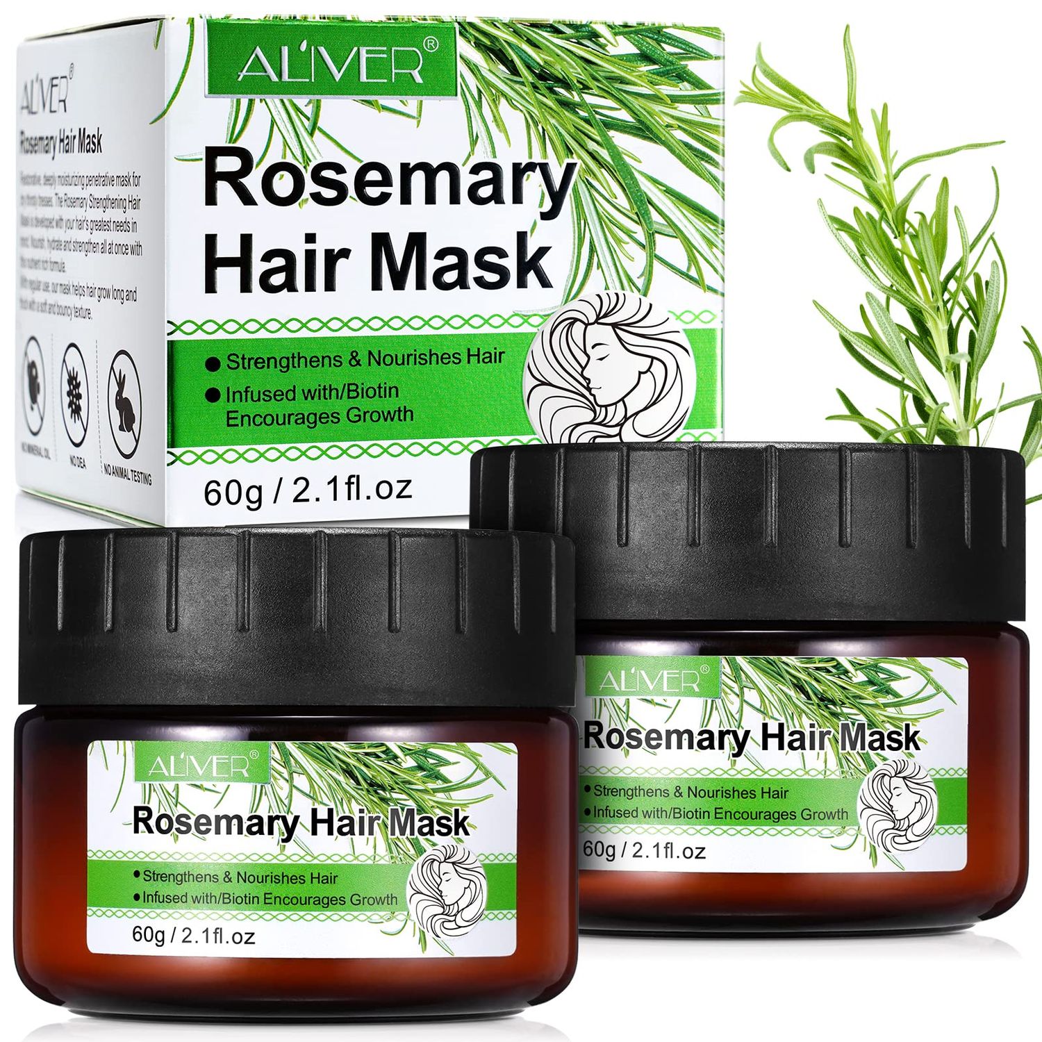 NIFEISHI Organics Rosemary Hair Masque, Hair Treatment Oil, Repairs Damage Hair Root, Essential Oil Biotin Deep Treatment, Deep Conditioner Suitable for Dry Damaged Hair-60g