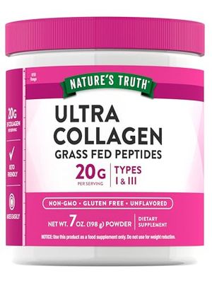 Nature&#39;s Truth Collagen Powder 7 oz Type I and III Unflavored Grass Fed Peptides and Keto Friendly Non-GMO Gluten Free Supplement