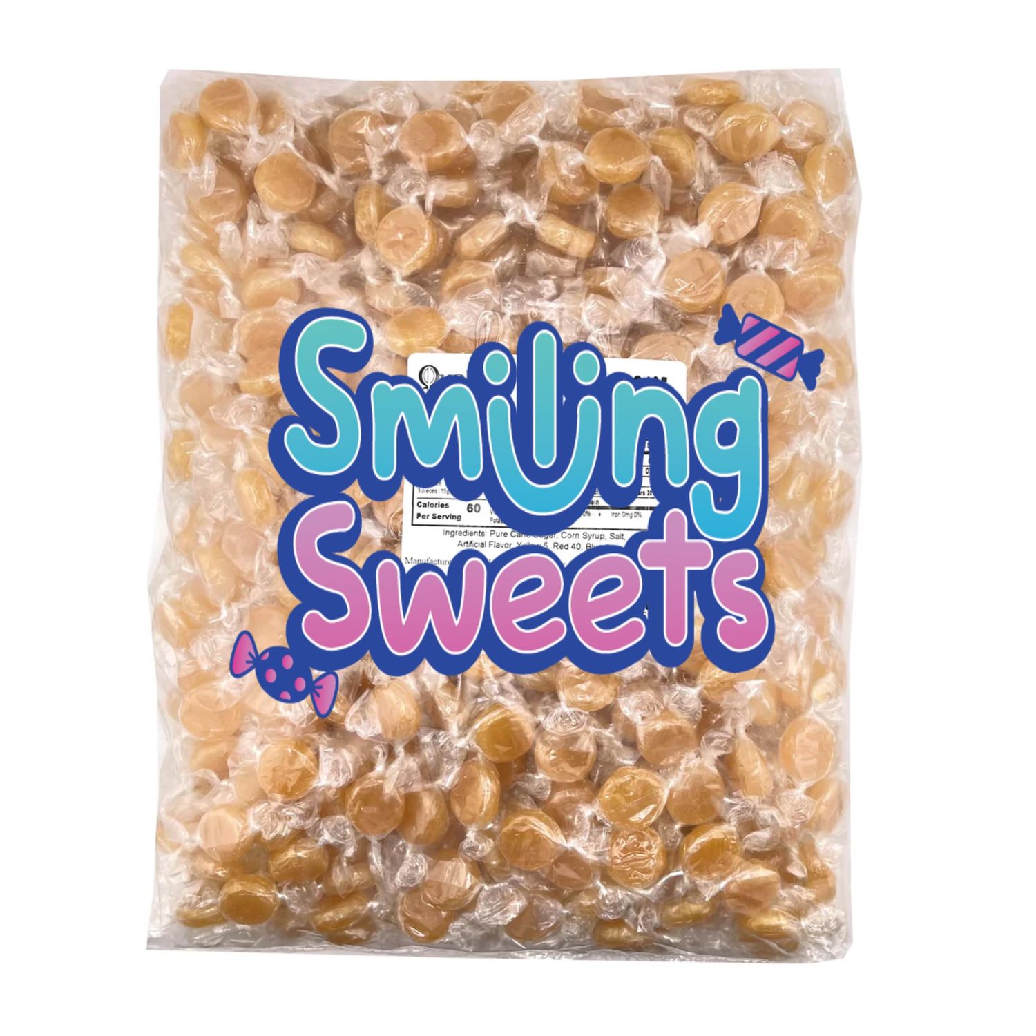 Smiling Sweets Butterscotch Discs Hard Candy, 1 lb of Delicious Hard Candy, Stock up for the Pantry or for the Office, Timeless Classic that Everyone will Love