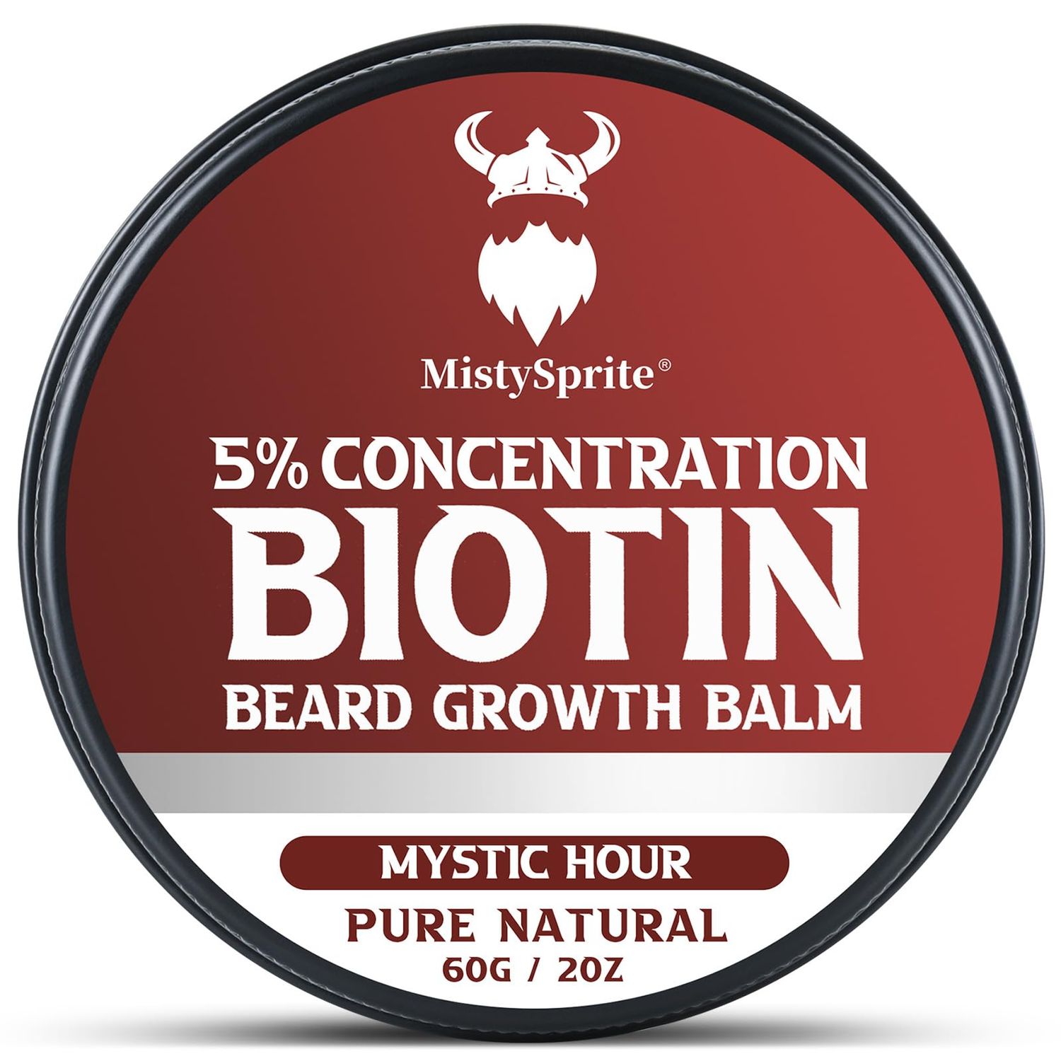 5 Concentration Biotin Beard Balm for Men Conditioning Beard Wax - Made with Castor Oil Natural and Organic Ingredients - Hydrates Thickens Facial Hair Growth- 2 Ounce Tin (Mystic Hour)