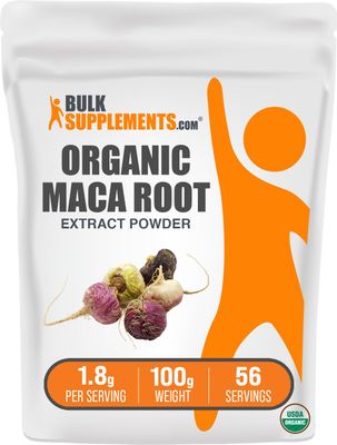 BulkSupplements.com Organic Maca Root Extract Powder - Maca Supplement, Maca Powder Organic, Maca Extract - Vegan Gluten Free, 1.8g of per Serving, 100g (3.5 oz) (Pack of 1)