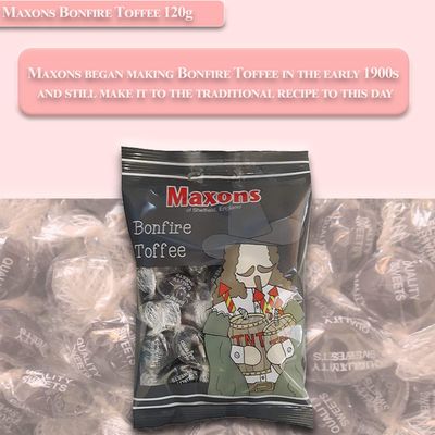 Maxons Bonfire Toffees British Boiled Sweet made with Treacle Old Fashioned Winter Nights Candy Handmade Individually Wrapped from UK 4.23 Oz (120 g)