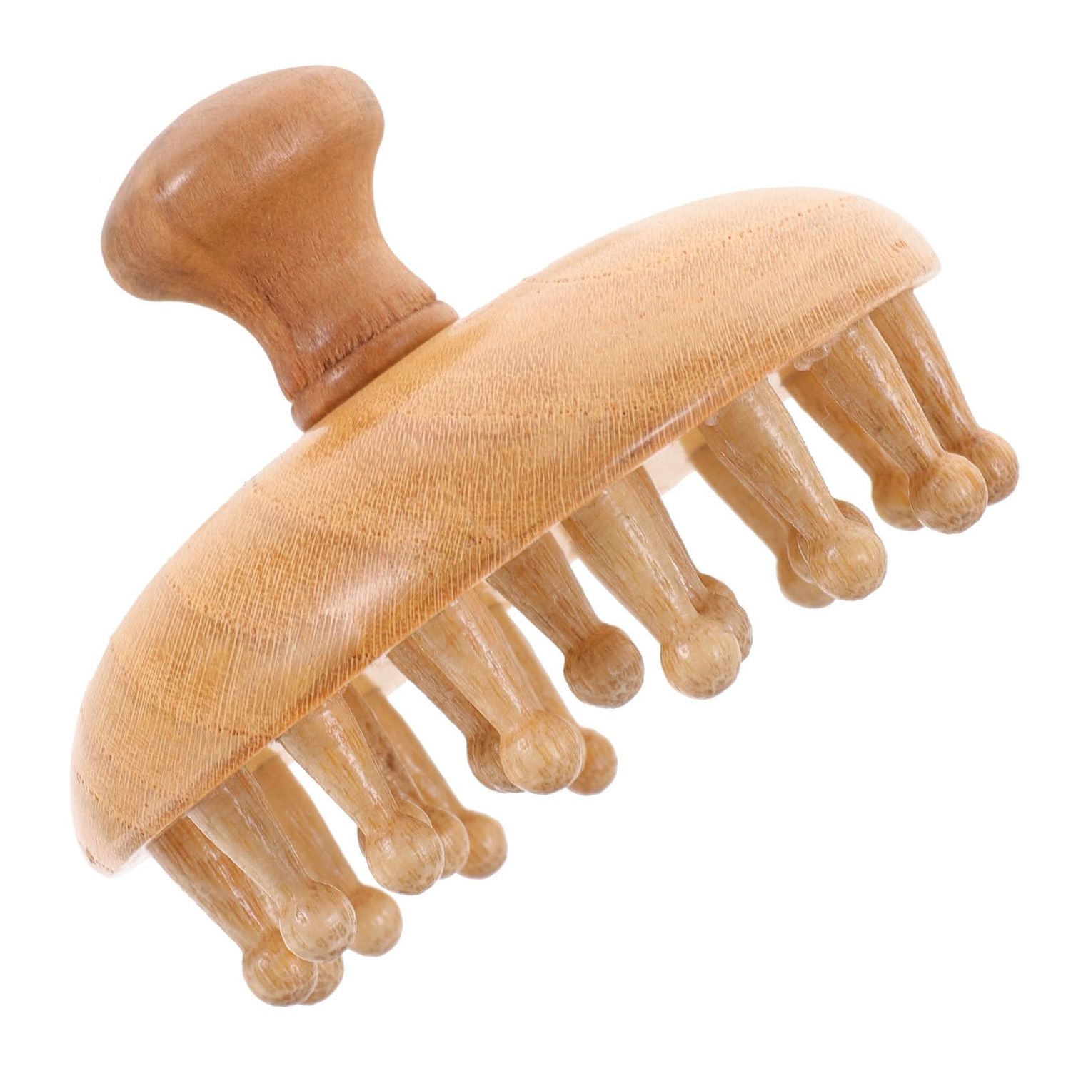 GLEAVI Wooden Massage Comb for Dandruff Removal, Wide Tooth Hair Brush Shampoo and Dry Hair Scalp Care, Round Tip Scalp Massager Comb Guasha Tool, Light Yellow, Unisex