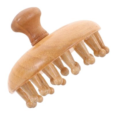 GLEAVI Wooden Massage Comb for Dandruff Removal, Wide Tooth Hair Brush Shampoo and Dry Hair Scalp Care, Round Tip Scalp Massager Comb Guasha Tool, Light Yellow, Unisex