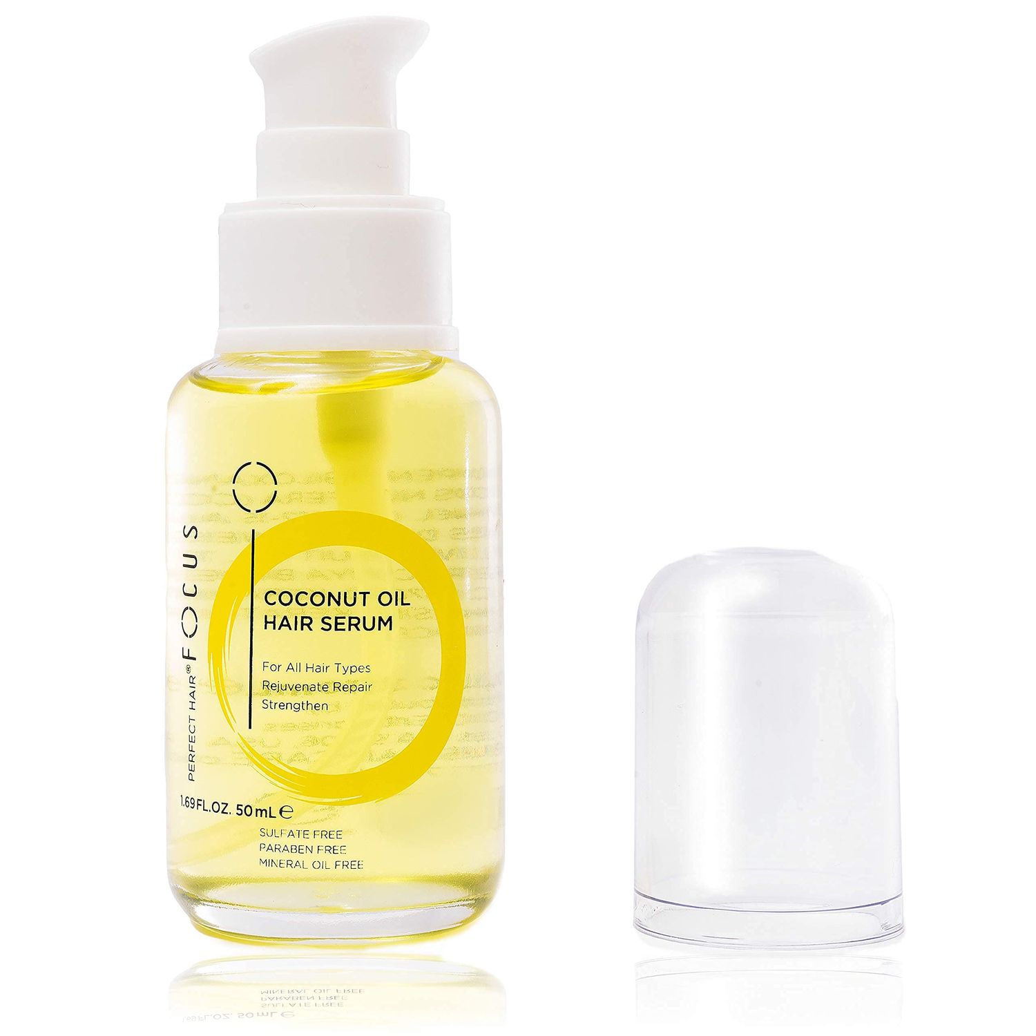 Perfect Hair Coconut Oil Hair Serum - Natural Hair Oil Infused with Raw Virgin Olive Oil, Sweet Almond and Keratin - Smoothing Hair Oil for Frizzy, Dry Damaged Hair - 50ml (1 Pack)