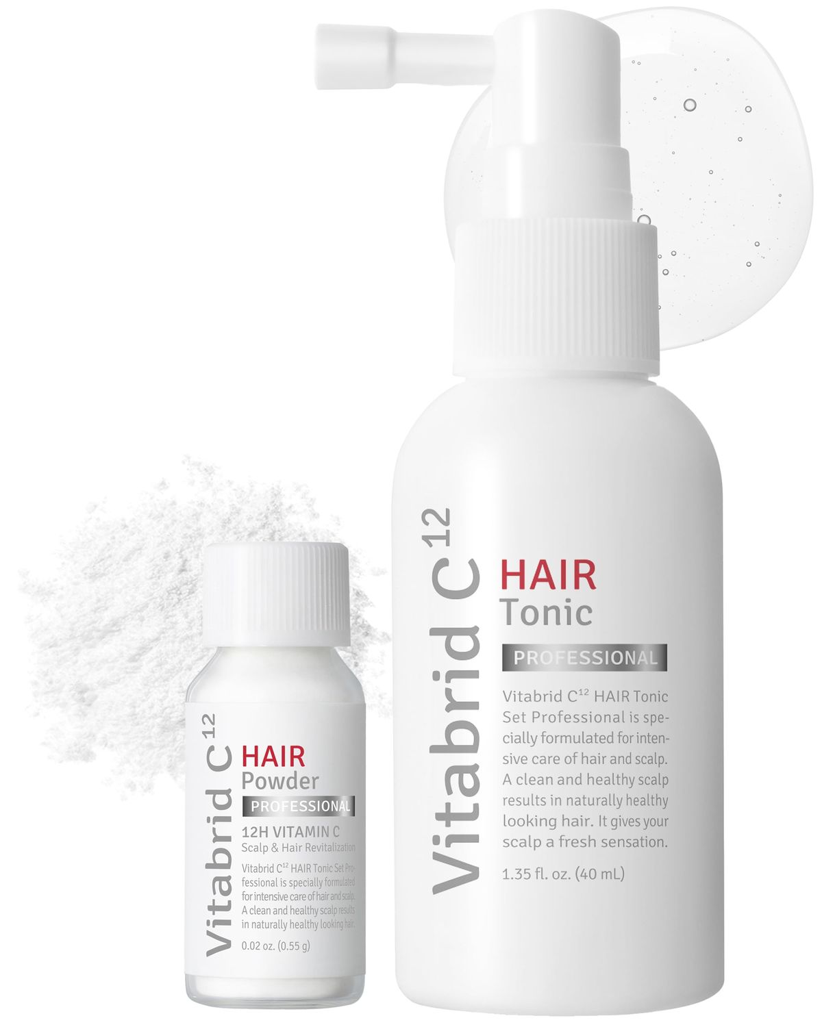 Hair Scalp Tonic Professional- 12 hours Active Vitamin C Powder for Thickening Hair - Hair Loss Relief, Cooling, Revitalizing Dry Scalp, Sebum Control - Dermatologist Tetsted, 1.35 fl.oz.