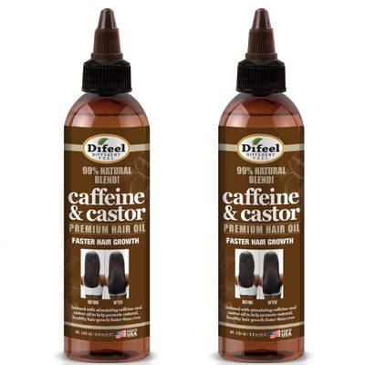 Difeel 99 Natural Premium Hair Oil - Caffeine Castor Hair Oil 8 oz. (PACK OF 2)