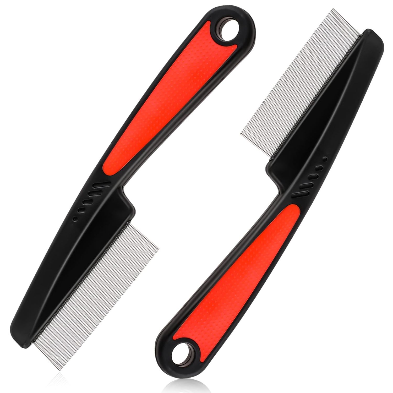 Ptwola 2 Pcs Stainless Steel Fine Tooth Dandruff Removal High Strength Hair Combs Metal Dog Face Brush Scalp Massage Sweep Grooming Tool Multifunctional Hairbrush for Men Women Kids