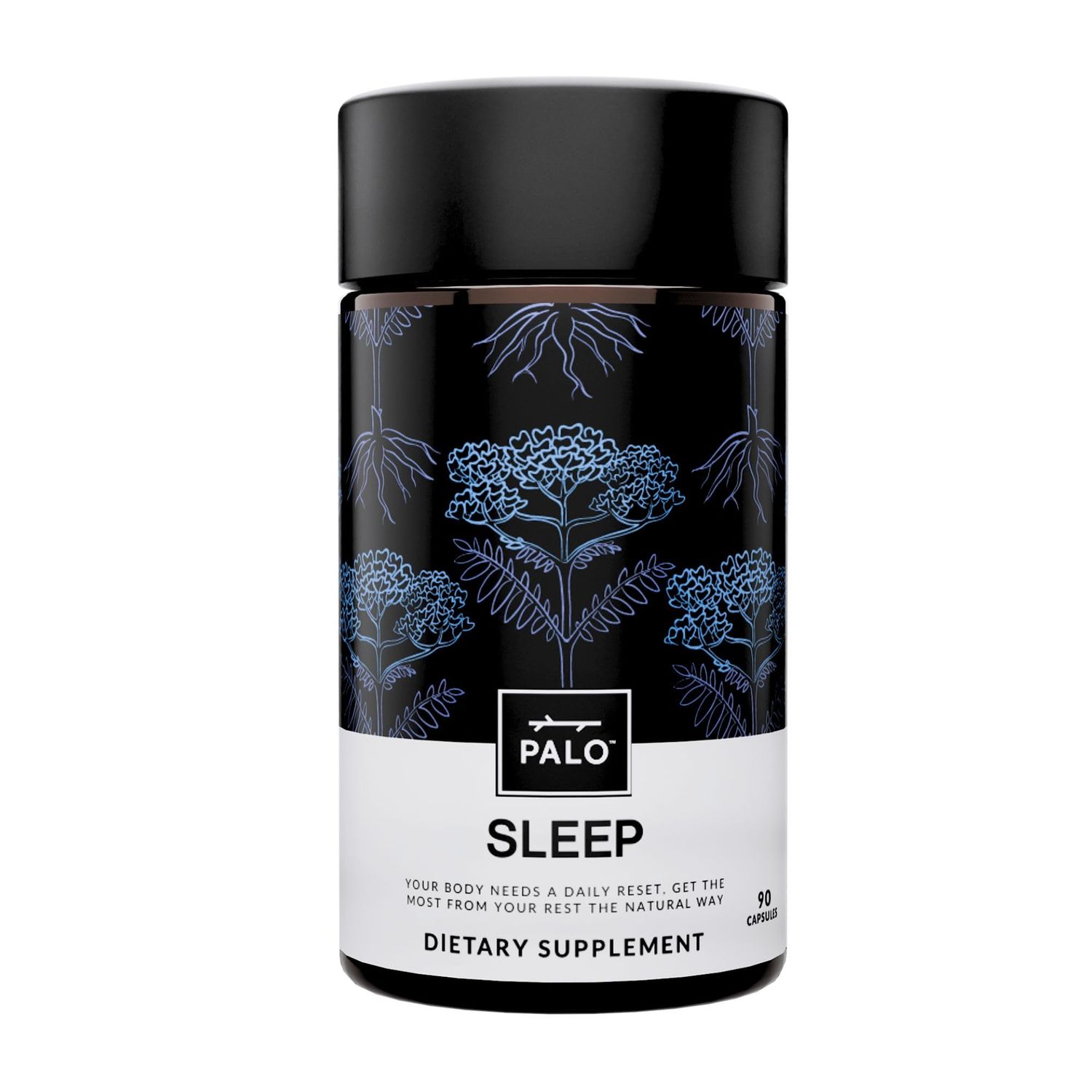 PALO Sleep Stress Support - Melatonin-Free Vegan Supplement with Organic Valerian Root, L-Theanine, Magnesium, Chamomile, Lemon Balm Passionflower - 90 Capsules