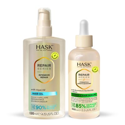 HASK Intensive Repair Hair Oil Strength Length Boosting Scalp and Hair Serum - Repairs Damage, Strengthens, Adds Shine Moisture, Prevents Breakage, Sulfate-Free, Cruelty-Free
