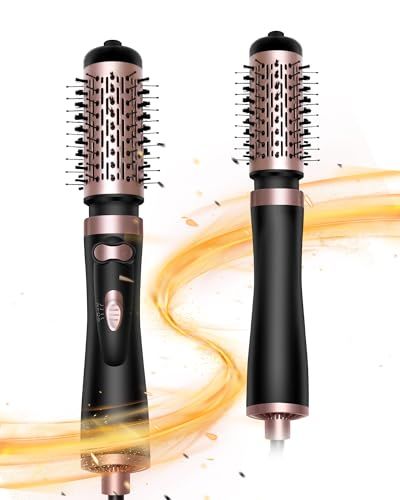 Rotating Hair Dryer Brush Blow Dryer Brush, 3-in-1 Round Hot Air Spin Brush Set with 2 Brushes (2" 1.5"), Negative Ionic Blow Volumizer, 2 Detachable Auto-Rotating Curling Brush,Dry as You Style