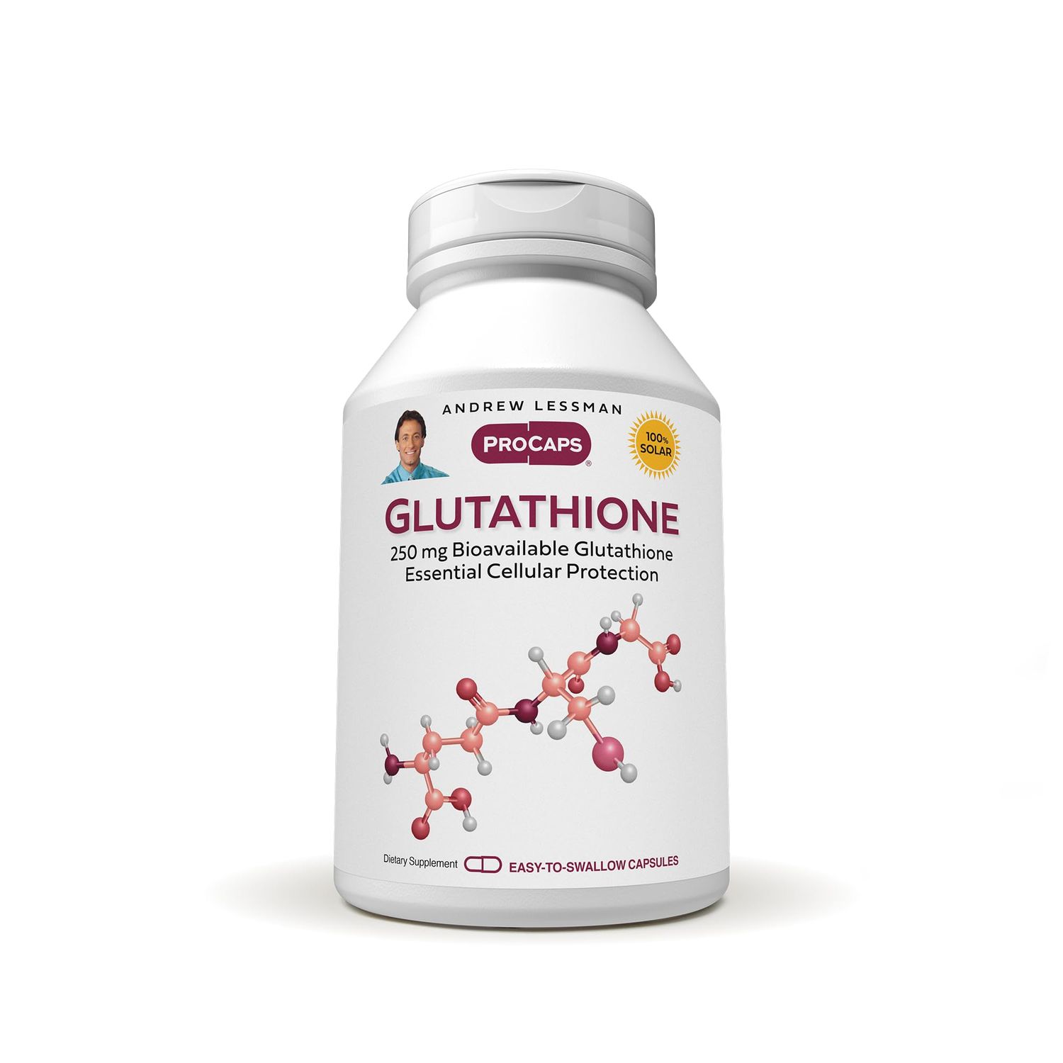 ANDREW LESSMAN Glutathione 250 mg - 240 Capsules - Powerful Antioxidant, Reduces Oxidative Stress. Bioavailable, Protects Cells, Tissues, Organs. Supports Immune Health. Easy-to-Swallow Capsules.