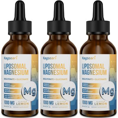 High Strength Liposomal Magnesium Drops, Easily Absorbed Chelated Forms of Magnesium Bisglycinate and Magnesium Gluconate, Supports - Sleep Aid, Stress, Mood, Gut - 60ML Lemon Flavored Liquid Drops