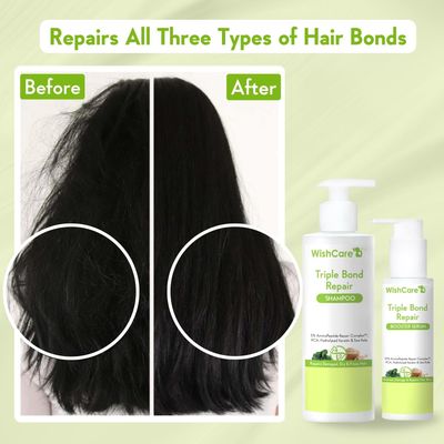 WishCare Triple Bond Repair Booster Serum - 10 AminoPeptide Complex - Repairs Damaged Frizzy Hair 100ml