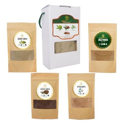 Cure Wid Pure Indian Hair Care Pack - Brahmi, Amla, Shikakai Reetha Ayurvedic Herbs for Hair Growth, Strength, Volume Shine Eco-Friendly Resealable Pouch