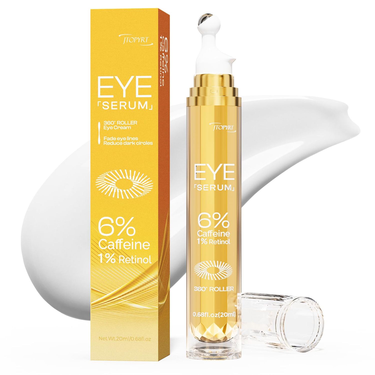 Jtopyrt 6 Caffeine Eye Cream: Dark Circle Remover Hydrating Anti-Wrinkle Eye Care Cream for Women 20ml 0.68fl.oz