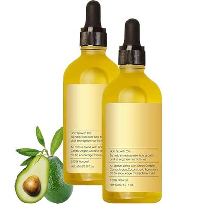 Carvenchi Natural Hair Growth Oil, Rosemary Oil for Hair Growth Organic, Veganic Natural Hair Growth Oil for Thin Hair, Hair Oil for Dry Damaged Hair and Growth60ml (2pc)