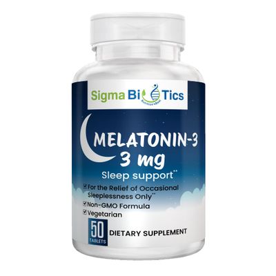 Sigma Biotics Melatonin 3mg Chewable Tablets - Sleep Supplement for Optimum Rest Sleep-Wake Cycle - Non-GMO Melatonin Pills - Ideal for Occasional Sleeplessness - 3mg Dose, 50 Tablets