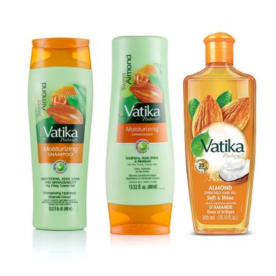 Dabur Vatika Naturals Shampoo, Conditioner and Hair Oil Set (Almond) - 400 400 300ml