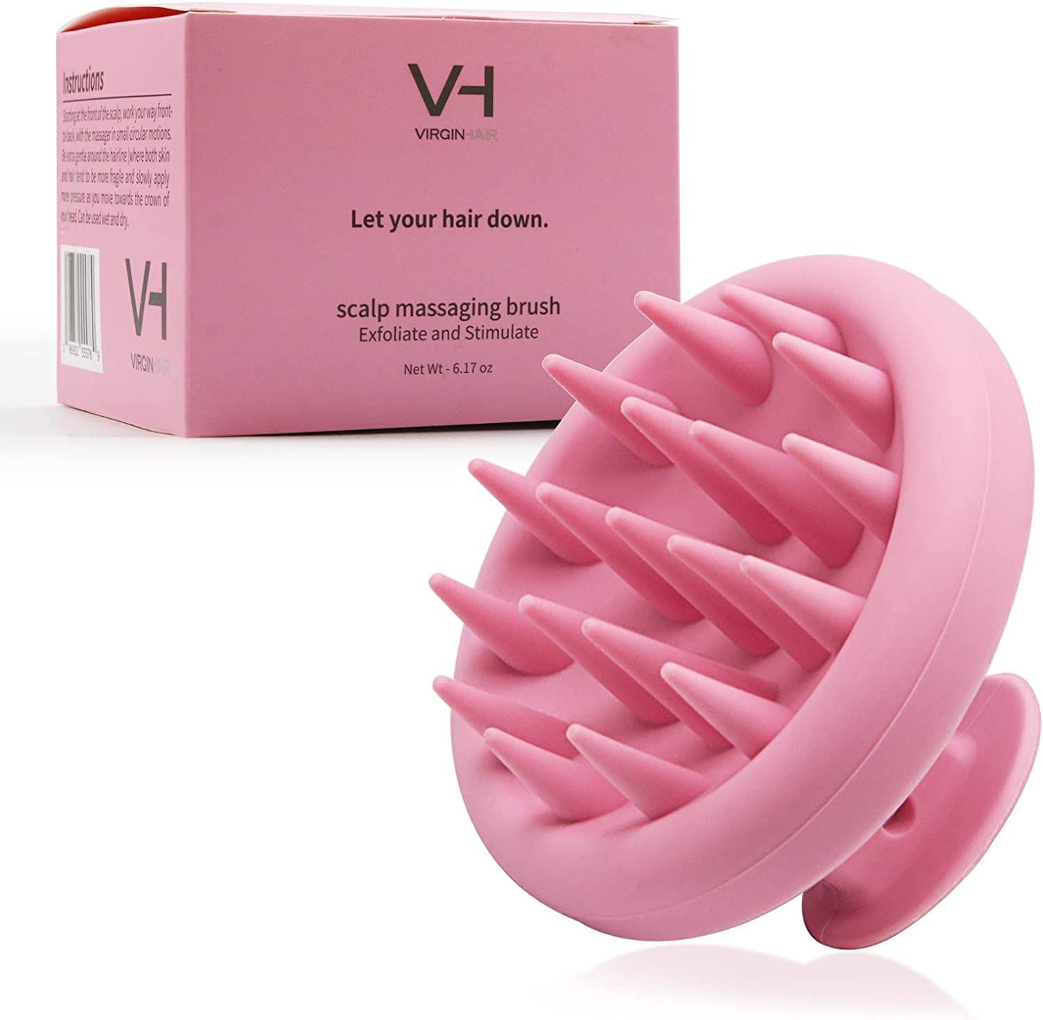 VH VIRGIN HAIR- Scalp Massager for Hair Growth - Scalp Brush, Scalp Scrubber for Hair Care Hair Loss Treatment. Hair OilSerum Massager for Women 100 Silicone. Pink