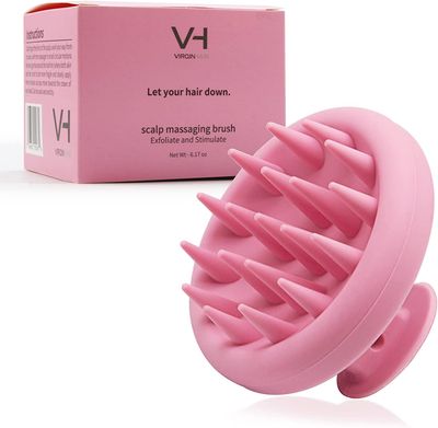 VH VIRGIN HAIR- Scalp Massager for Hair Growth - Scalp Brush, Scalp Scrubber for Hair Care Hair Loss Treatment. Hair OilSerum Massager for Women 100 Silicone. Pink