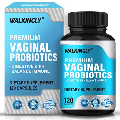 WALKINGLY Vaginal Probiotics for Women, 120 Capsules 70 Billion CFU with Prebiotics Lactobacillus Probiotic Blend, Women&#39;s Vaginal Health Supplement, Womens Probiotic for Vaginal Health