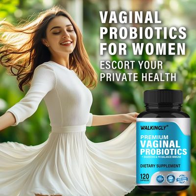 WALKINGLY Vaginal Probiotics for Women, 120 Capsules 70 Billion CFU with Prebiotics Lactobacillus Probiotic Blend, Women's Vaginal Health Supplement, Womens Probiotic for Vaginal Health