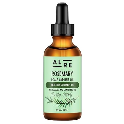 ALRE Rosemary Hair Oil - 100 Pure Oil for Hair and Scalp Wellness - Infused with Jojoba Grape Seed Oil - Nourishing Care for Hair and Nails - 100ml