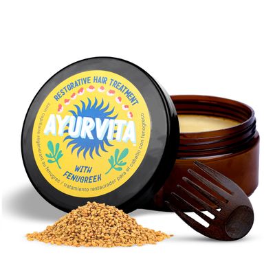 Ayurvita Hair Treatment - Fenugreek Restorative Deep Conditioning Mask for Men Women - Nourishing, Hydrating Moisturizing - Best Hair Growth Ayurvedic Hair Care for Dry Damaged Hair - 6.7 oz