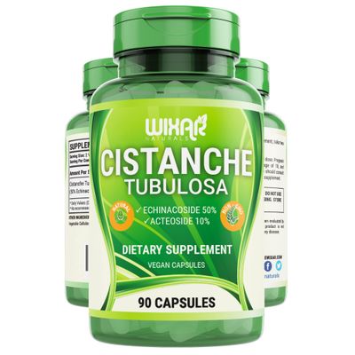 WIXAR NATURALS Cistanche Tubulosa Capsules - 50 Echinacoside 10 Acteoside, Vegetarian Energy Supplements for Men Women, Memory Support Supplement, Performance Vitamin Supplements, 90 CT