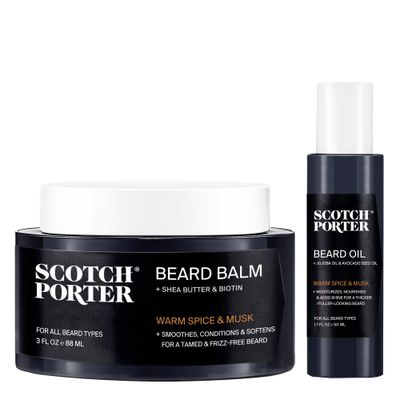 Scotch Porter Beard Balm Oil Kit - Helps Hydrate, Smooth, Shape Soften Coarse, Dry Facial Hair for a Fuller, Healthier-Looking Beard - Original Scent, 2 Pack