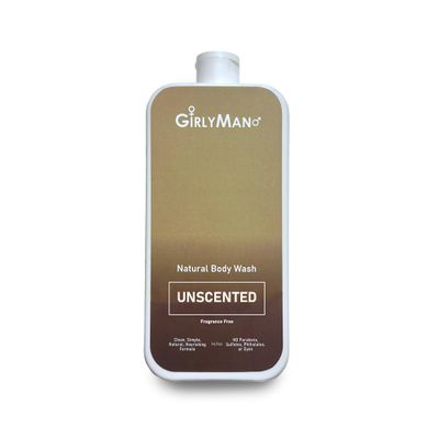 GirlyMan Natural Body Wash - Made with Olive Oil Aloe Extract, No Artificial Fragrance, PH Balanced, Gentle Formula, Nourishing Ingredients, Family Owned (Unscented)