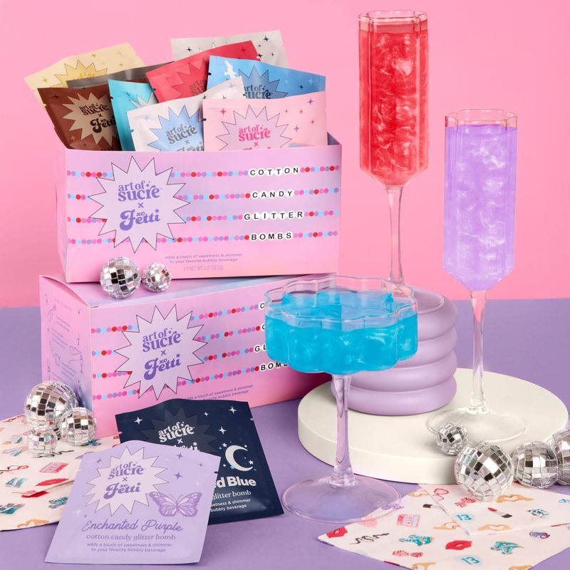 xo, Fetti x Art of Sucre Eras Cotton Candy Glitter Drink Bombs - 11 pc, Edible Glitter Bachelorette Decorations, Birthday Party Favor, Concert Supplies, Bridesmaid Gift, 21st Bday Drinkware Accessory