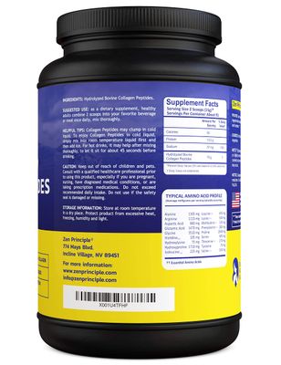 Zen Principle Grass-Fed Collagen Peptides 3 lb. Custom Anti-Aging Hydrolyzed Protein Powder for Healthy Hair, Skin, Joints Nails. Paleo and Keto Friendly, GMO and Gluten Free, Pasture-Raised Bovine.